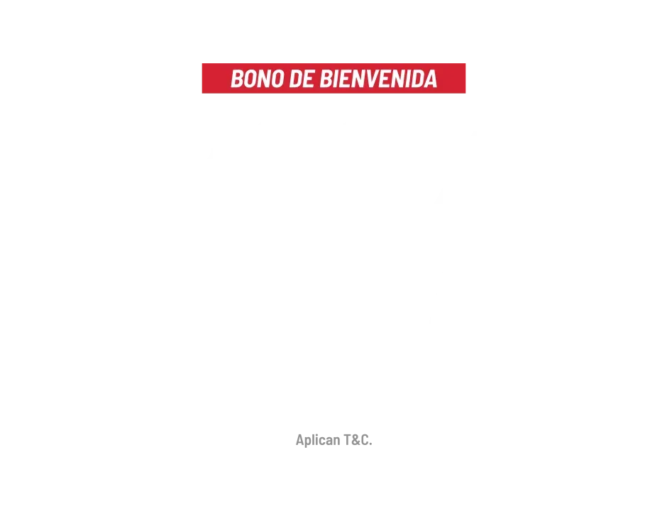 Composición con un rótulo rojo que dice «Bono de bienvenida» en la parte superior y la leyenda gris «Aplican T&C.» al pie, sobre fondo blanco.