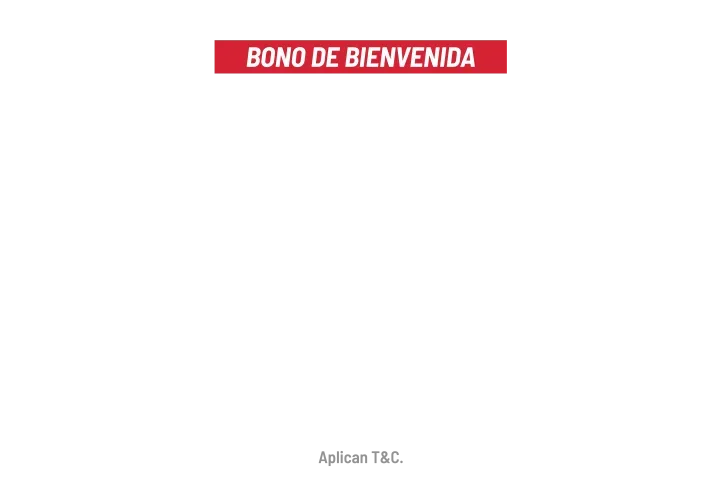 Rótulo rojo con la frase «Bono de bienvenida» y la leyenda gris «Aplican T&C.» al pie.